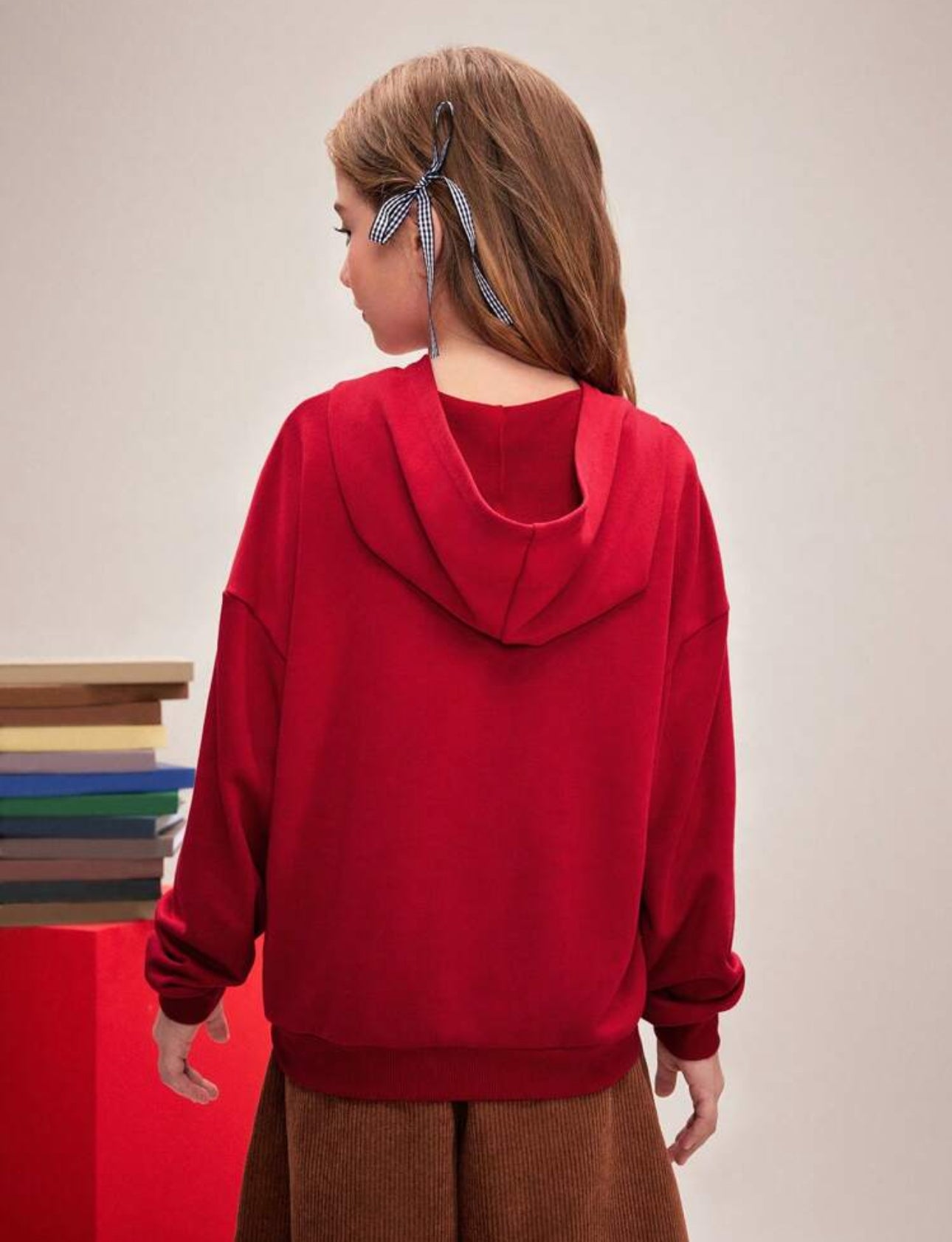 HARRY POTTER Tween Girl Cartoon Owl & Letter Print Red Casual Versatile Hoodie Sweatshirt