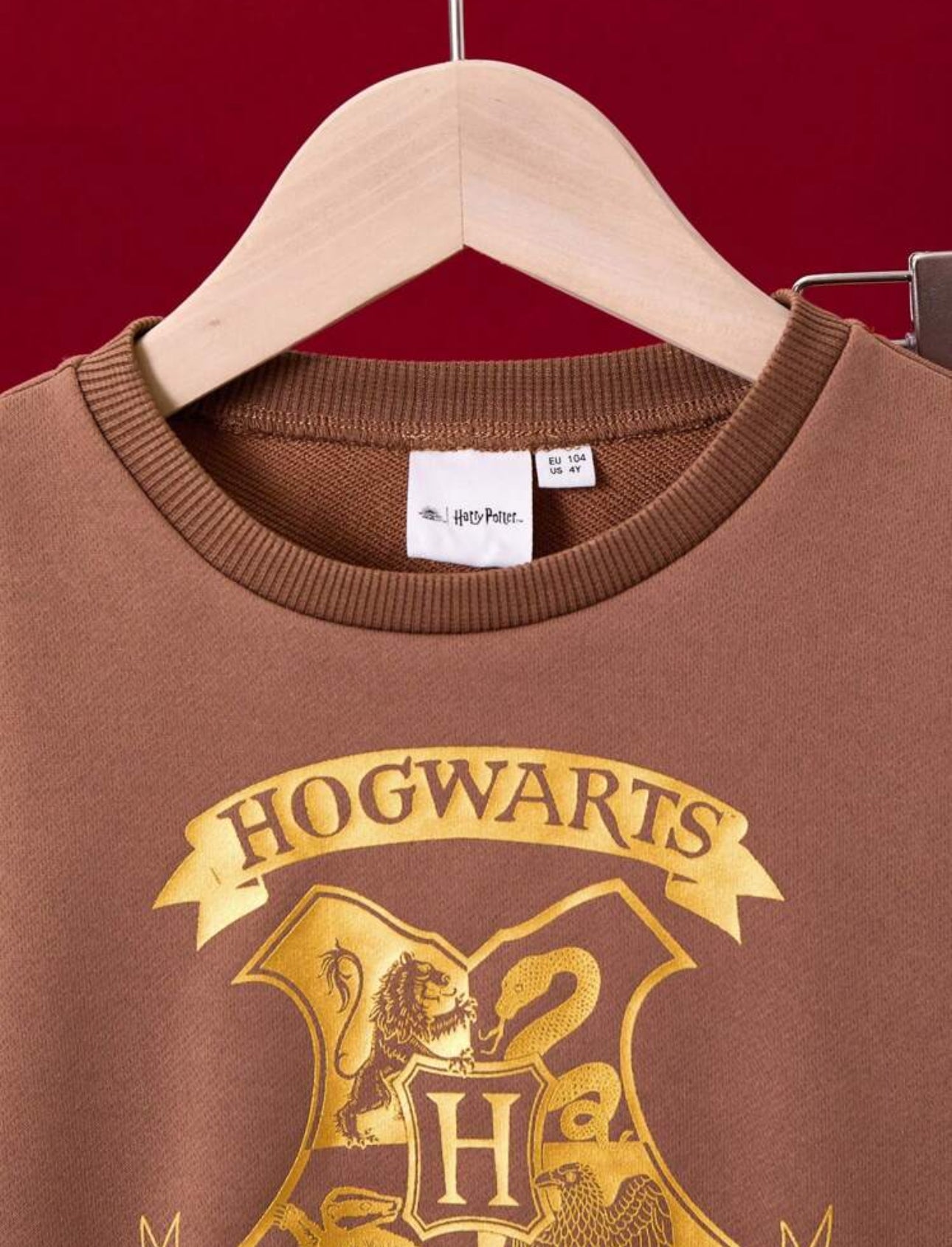 HARRY POTTER Young Girl Set, Includes Foil Hot Stamping Badge Logo Round Neck Knit Sweatshirt And Plaid Baggy Bell Bottoms, 2 Pieces Outfit, Preppy Style
