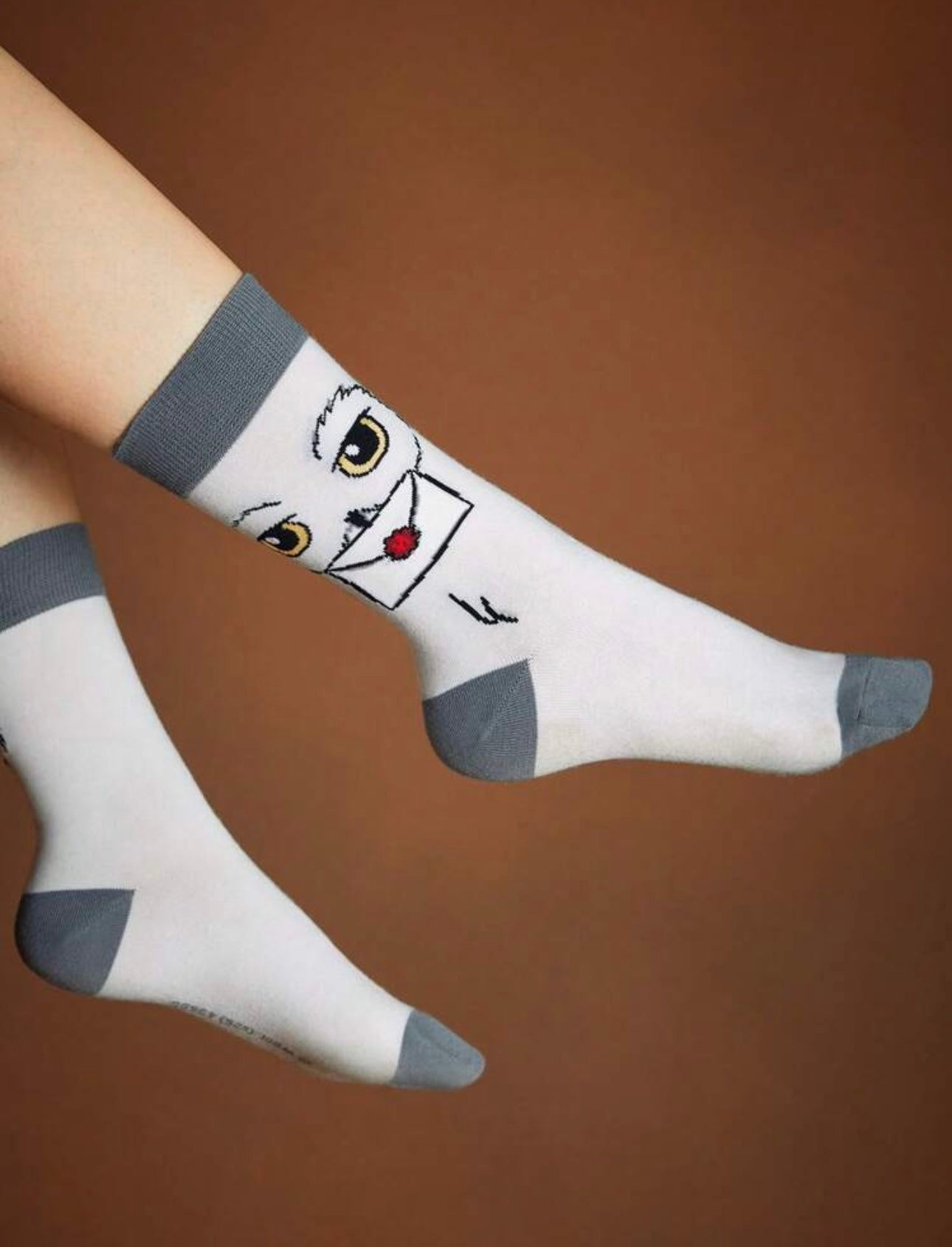 HARRY POTTER 2 Pairs Breathable Soft Mid-Calf Socks, Hogwarts Hedwig Owl Design