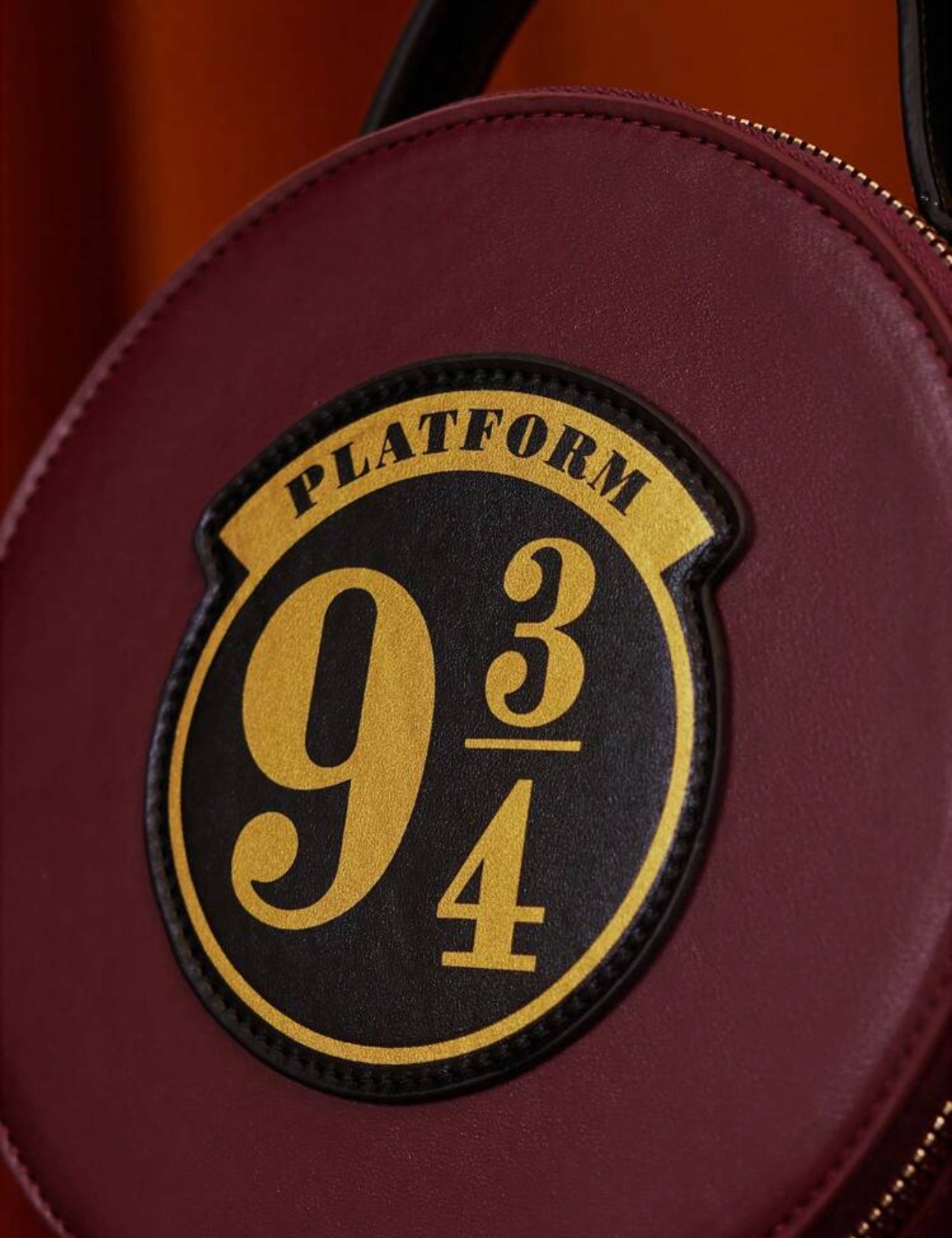 HARRY POTTER Hogwarts Express Platform9 3/4 Alphanumeric Printed Round Crossbody Bag For Women, Fashionable Burgundy Bag