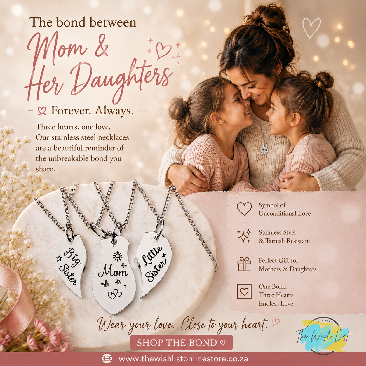 Mother & Daughters Necklace - 3 piece