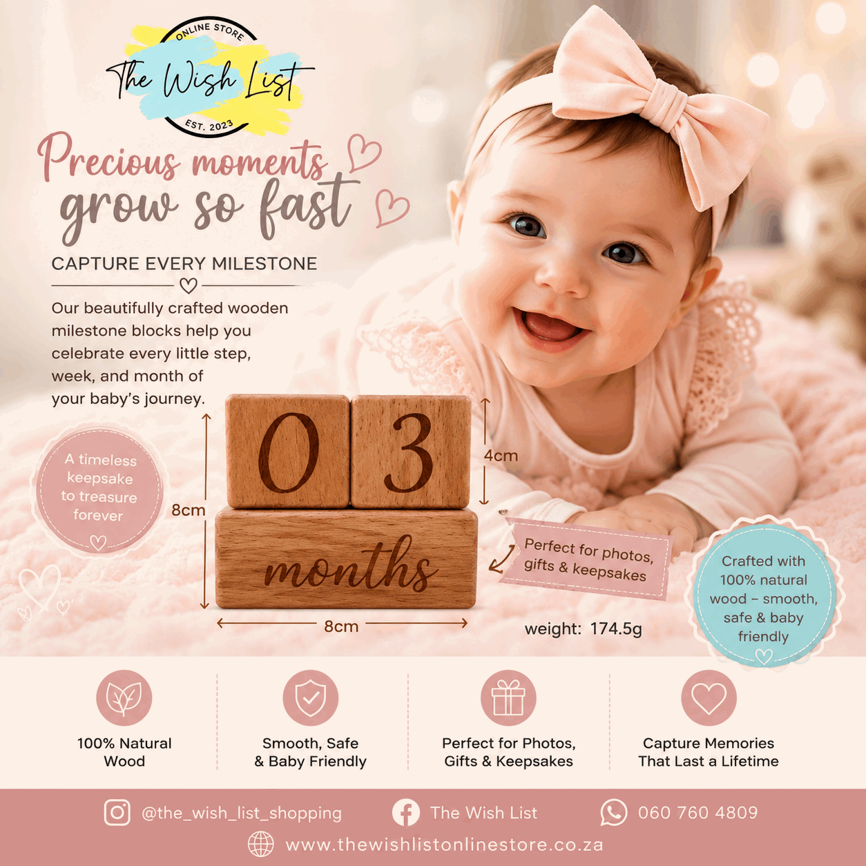 Newborn Baby Milestone Blocks, Baby Age Blocks