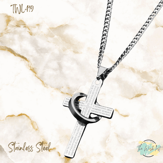 Men's Stainless Steel with wording and Crown