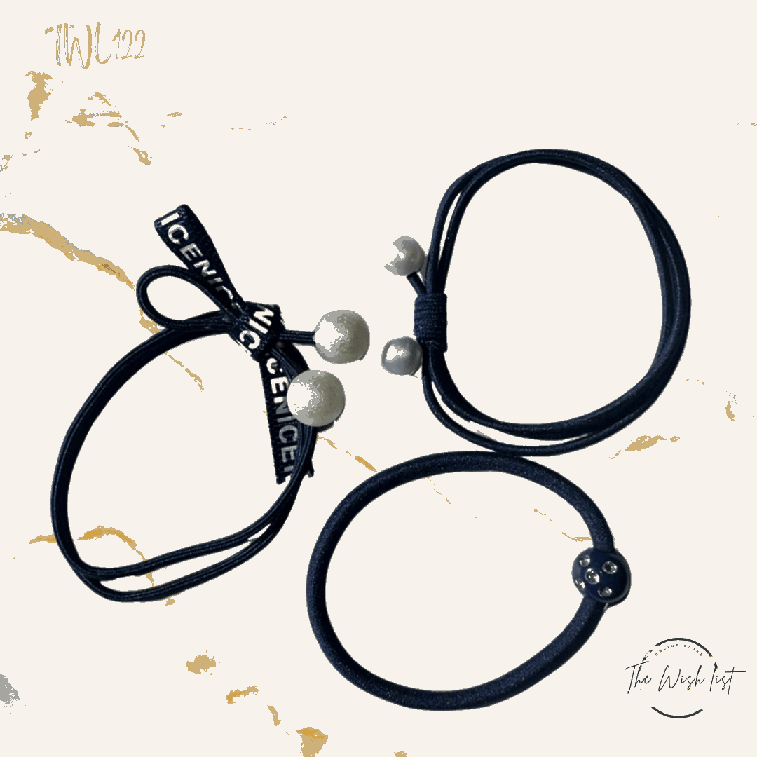 3 Pce Faux Pearl decor Hair Tie