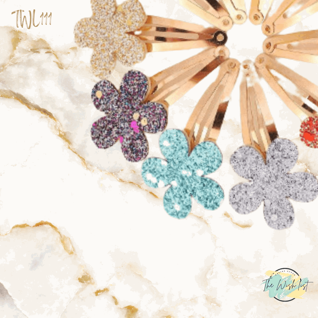2 Pce Gradient Glitter Hair Clips, Simple And Sweet Style