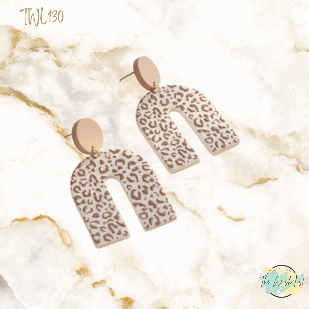 Leopard Pattern U shape drop earrings