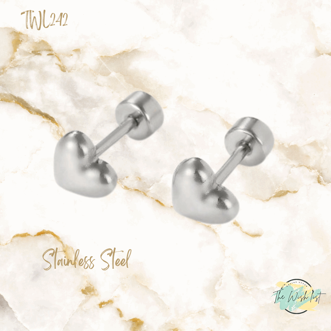 Heart Stud earrings for toddlers- Stainless Steel