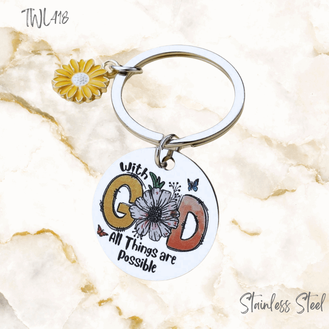 With God all things are possible key chain/ Wallet accessory - stainless Steel