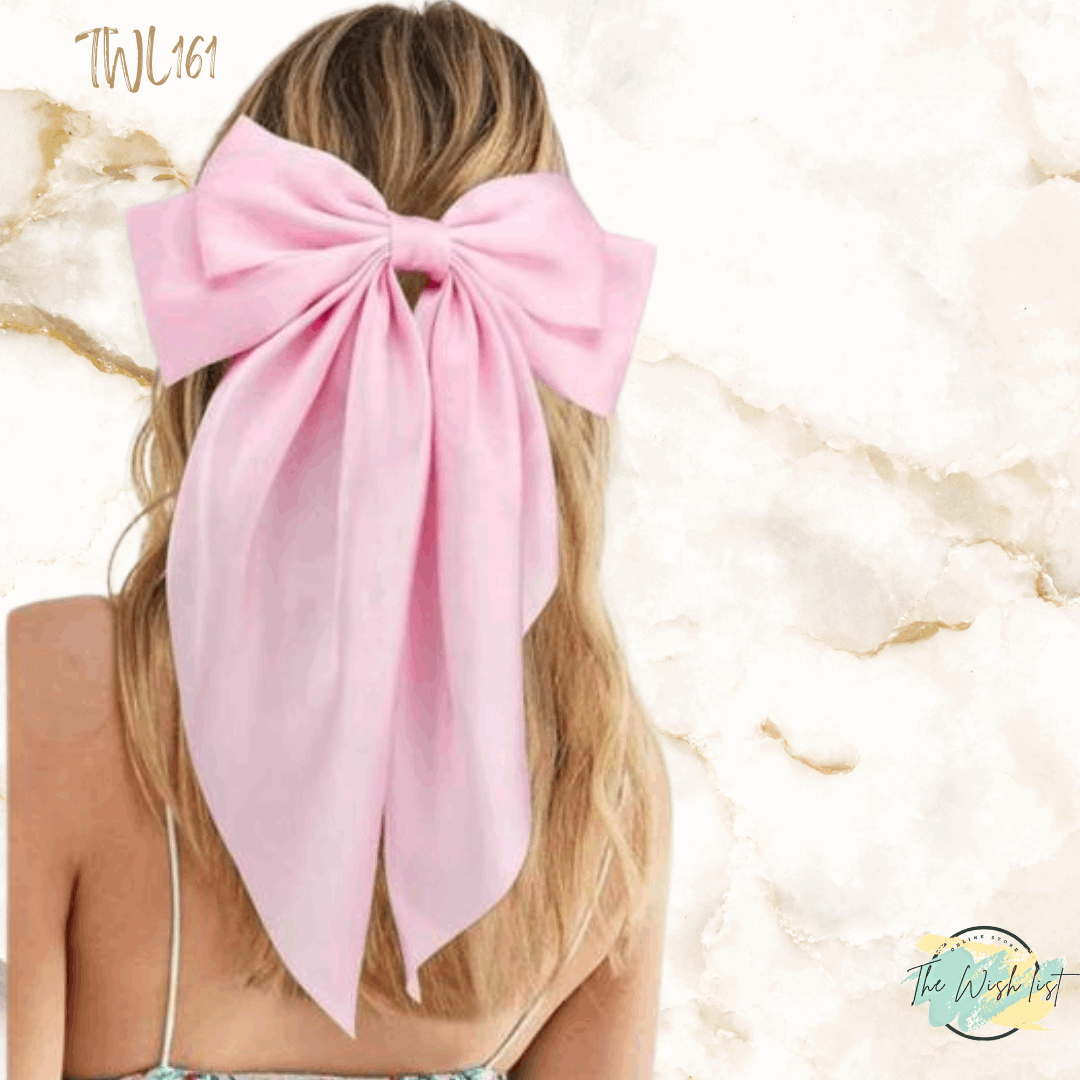 Hair Bow wit Clip- Large, Black, Red Pink, White , Toffee
