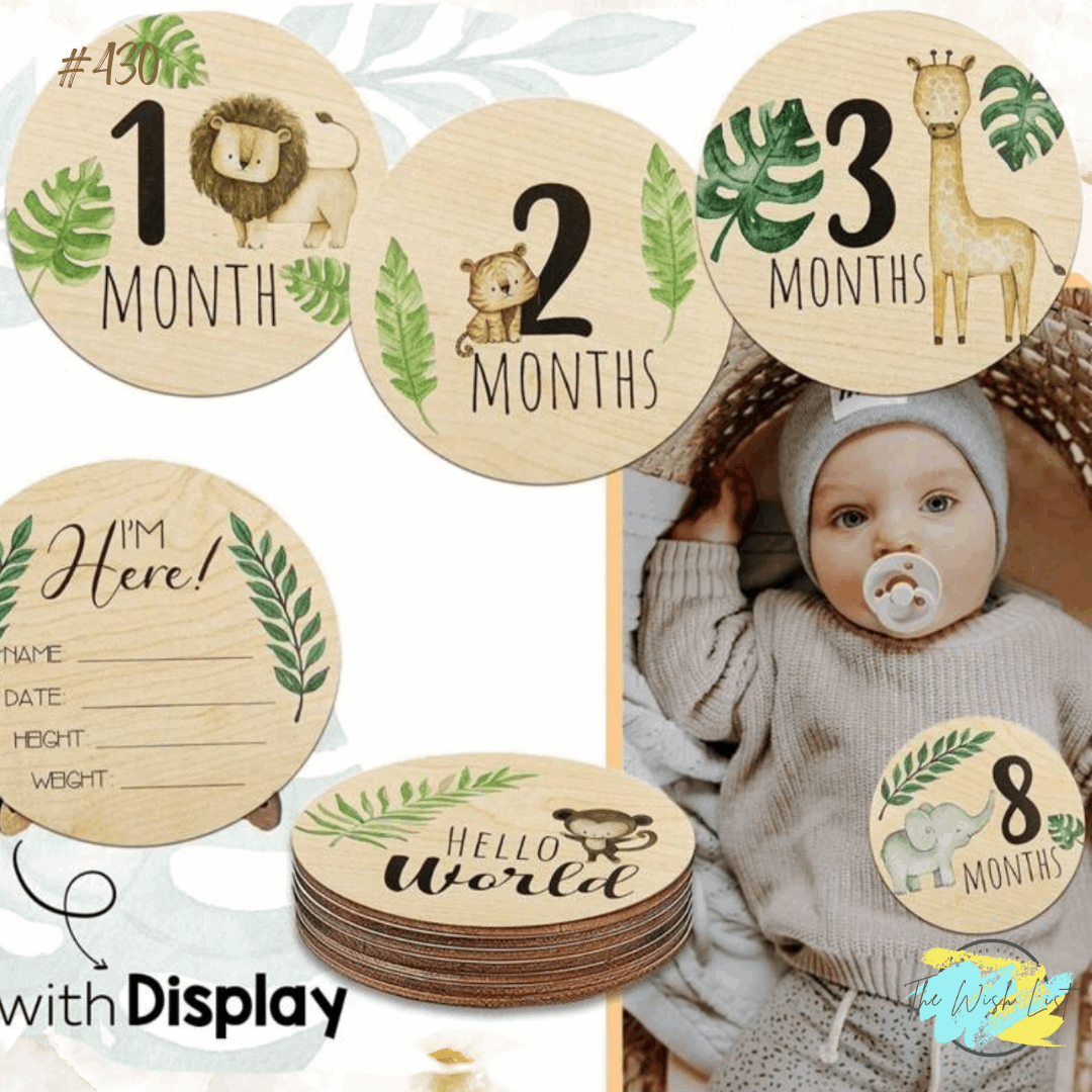 Wooden Baby Animal Print Milestone Cards
