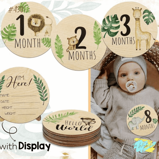 Wooden Baby Animal Print Milestone Cards