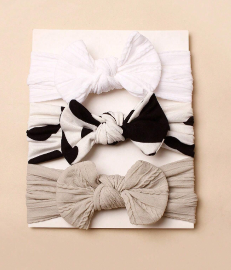 3pcs Print Bow Headbands For Babies
