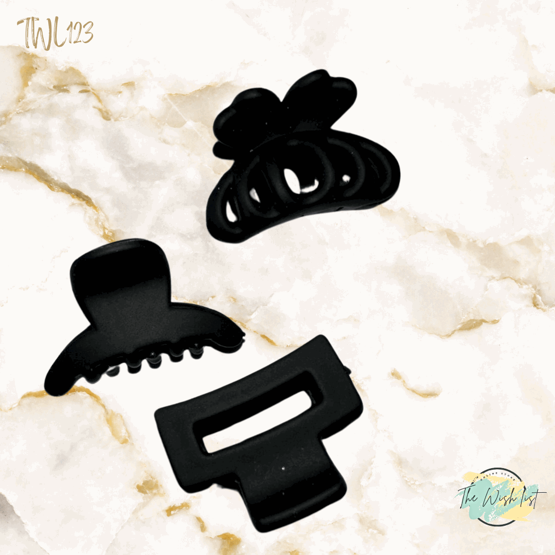 3Pce Solid Matte hair claw, Flower Claw, Plastic small claw