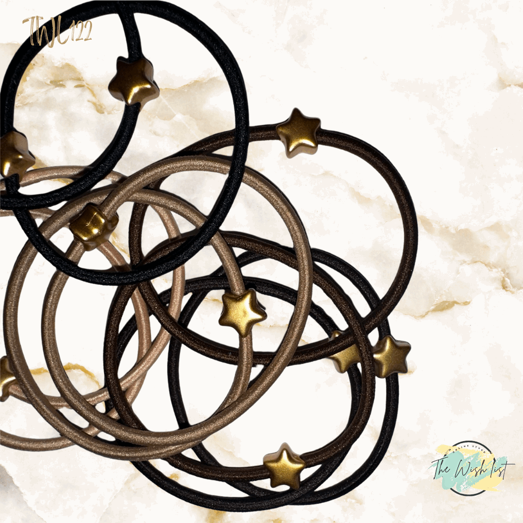 2Pce Star Decor Hair Tie Casual