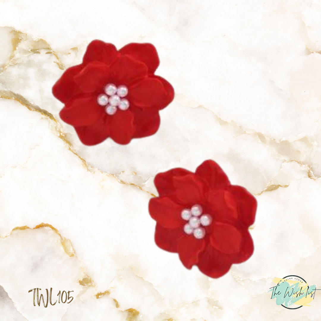 Faux Pearl Flower Design Stud earrings
