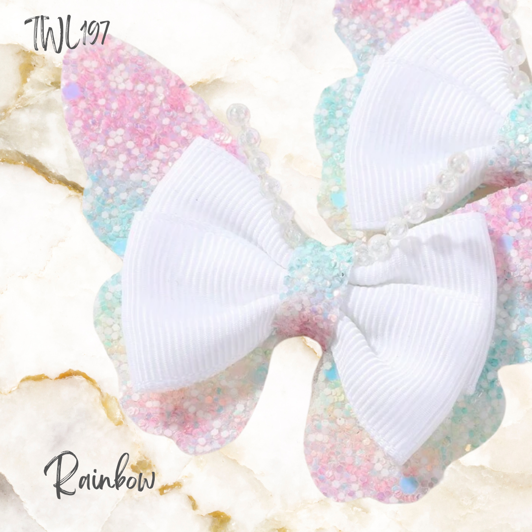 Girls Glitter Butterfly with pearls hair clip