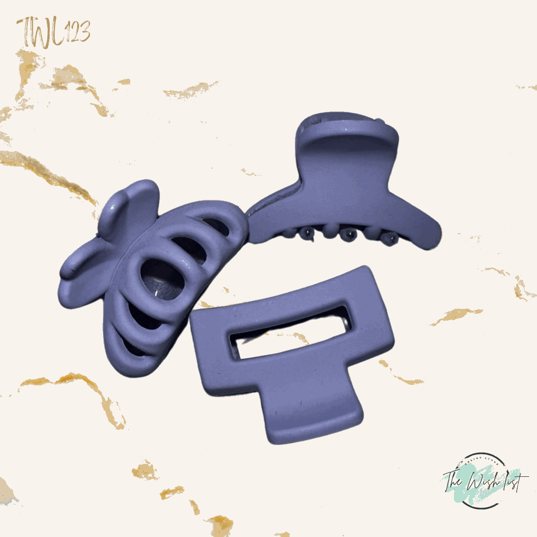 3Pce Solid Matte hair claw, Flower Claw, Plastic small claw