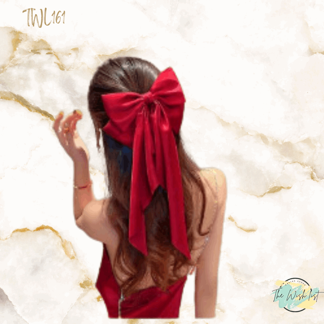 Hair Bow wit Clip- Large, Black, Red Pink, White , Toffee