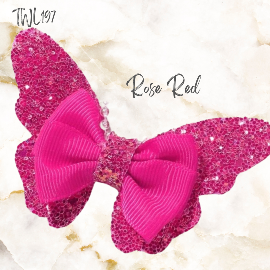Girls Glitter Butterfly with pearls hair clip