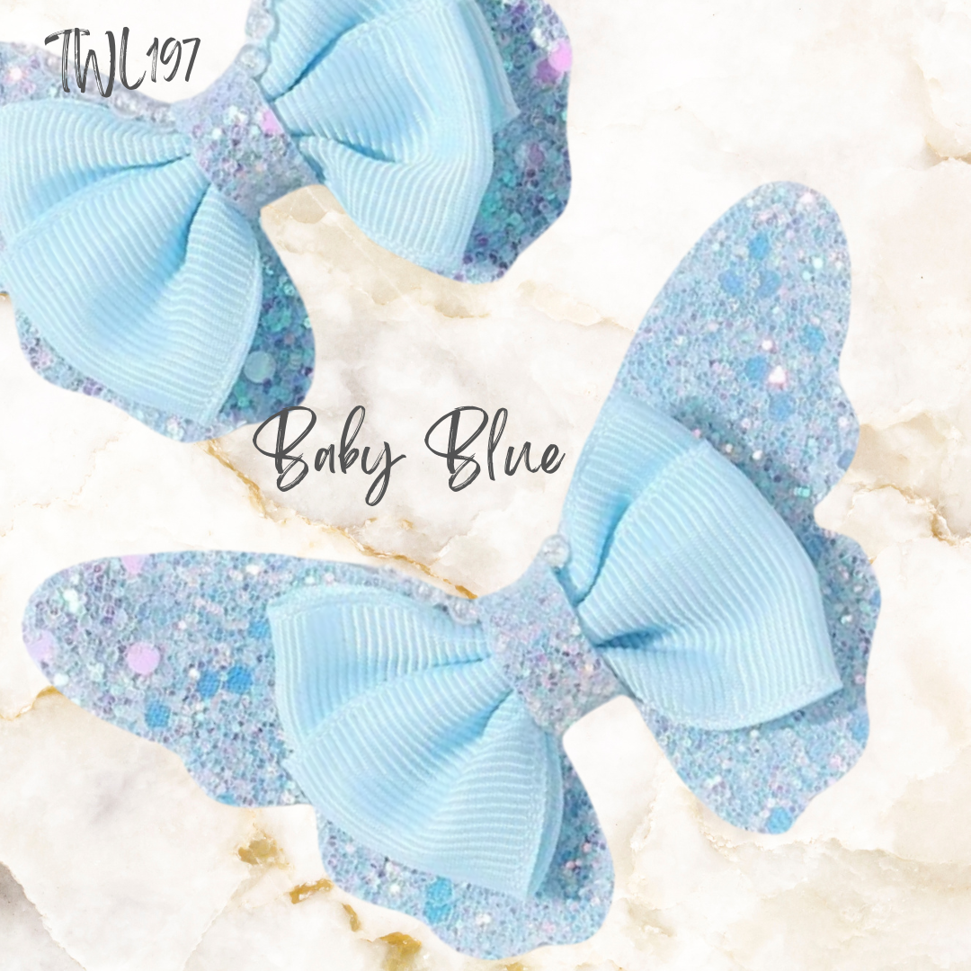 Girls Glitter Butterfly with pearls hair clip