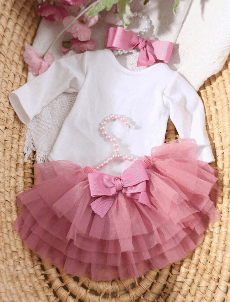 Newborn Girl Photography Props Baby Girl Coming Home Outfit , Baby Girl Romper Props With TUTU Skirt And Bow Headband set