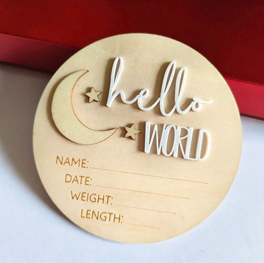 1pc Moon & Star Wooden Baby Monthly Milestone Plaque, Infant Growth Photo Props, Newborn