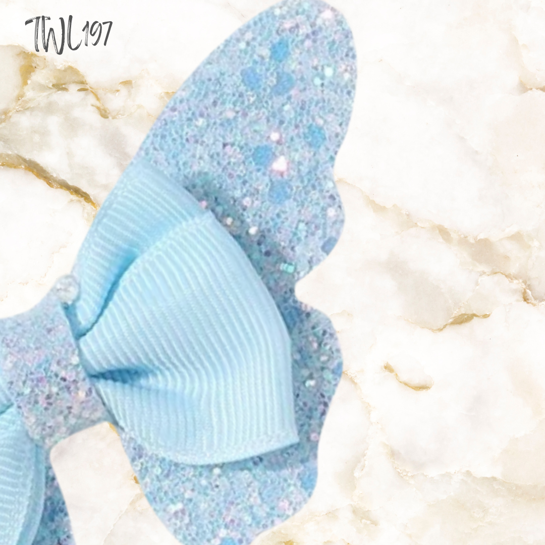 Girls Glitter Butterfly with pearls hair clip