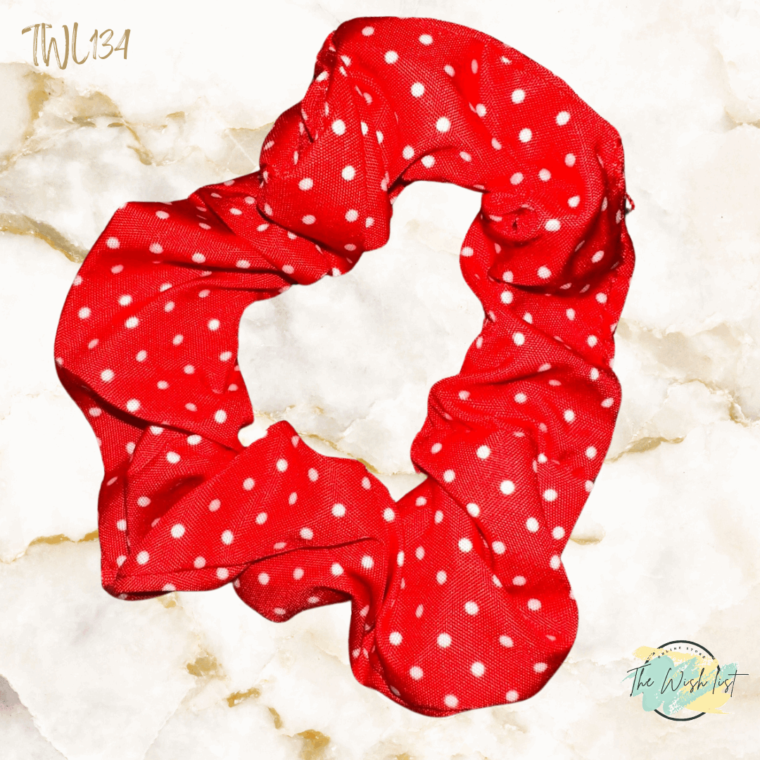 Red and White Plaid, Polka dot & Floral Pattern Scrunchies