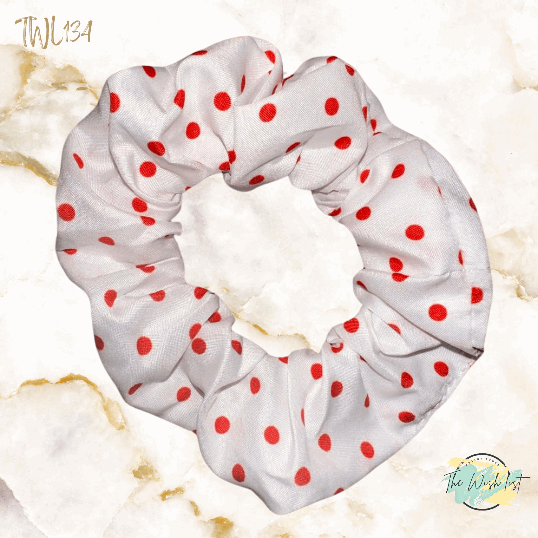 Red and White Plaid, Polka dot & Floral Pattern Scrunchies