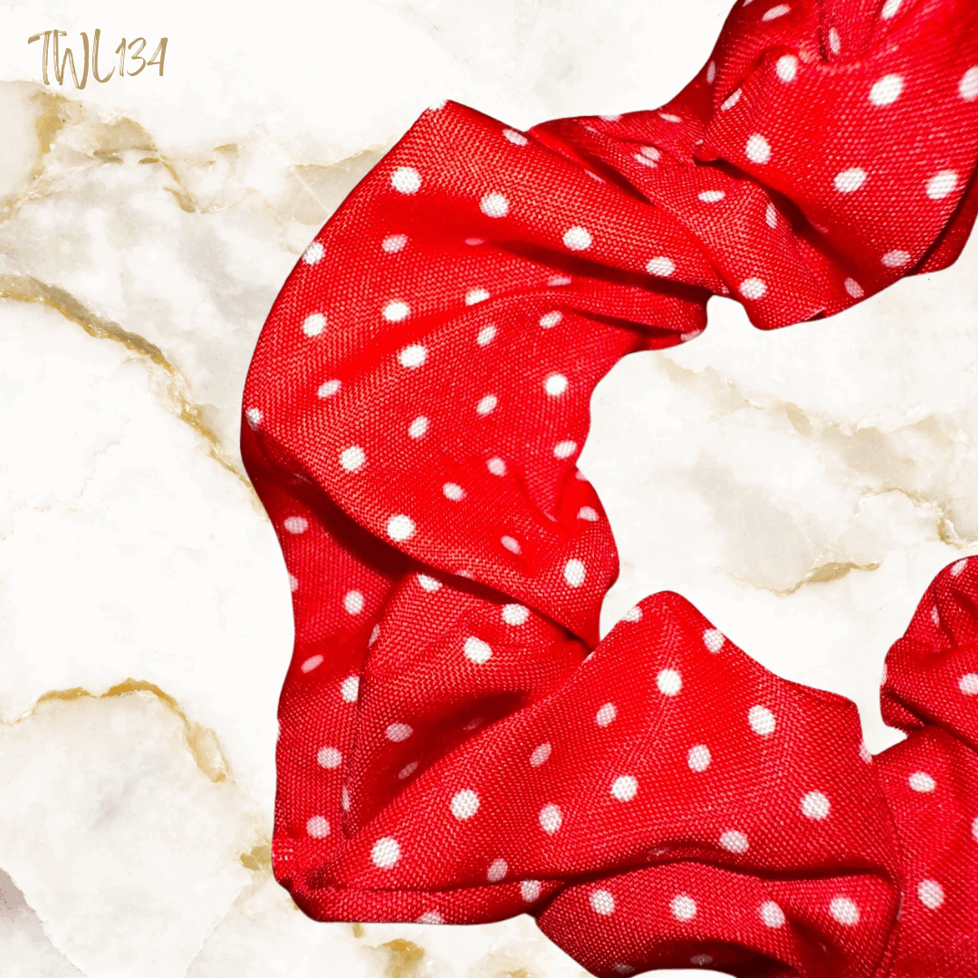 Red and White Plaid, Polka dot & Floral Pattern Scrunchies