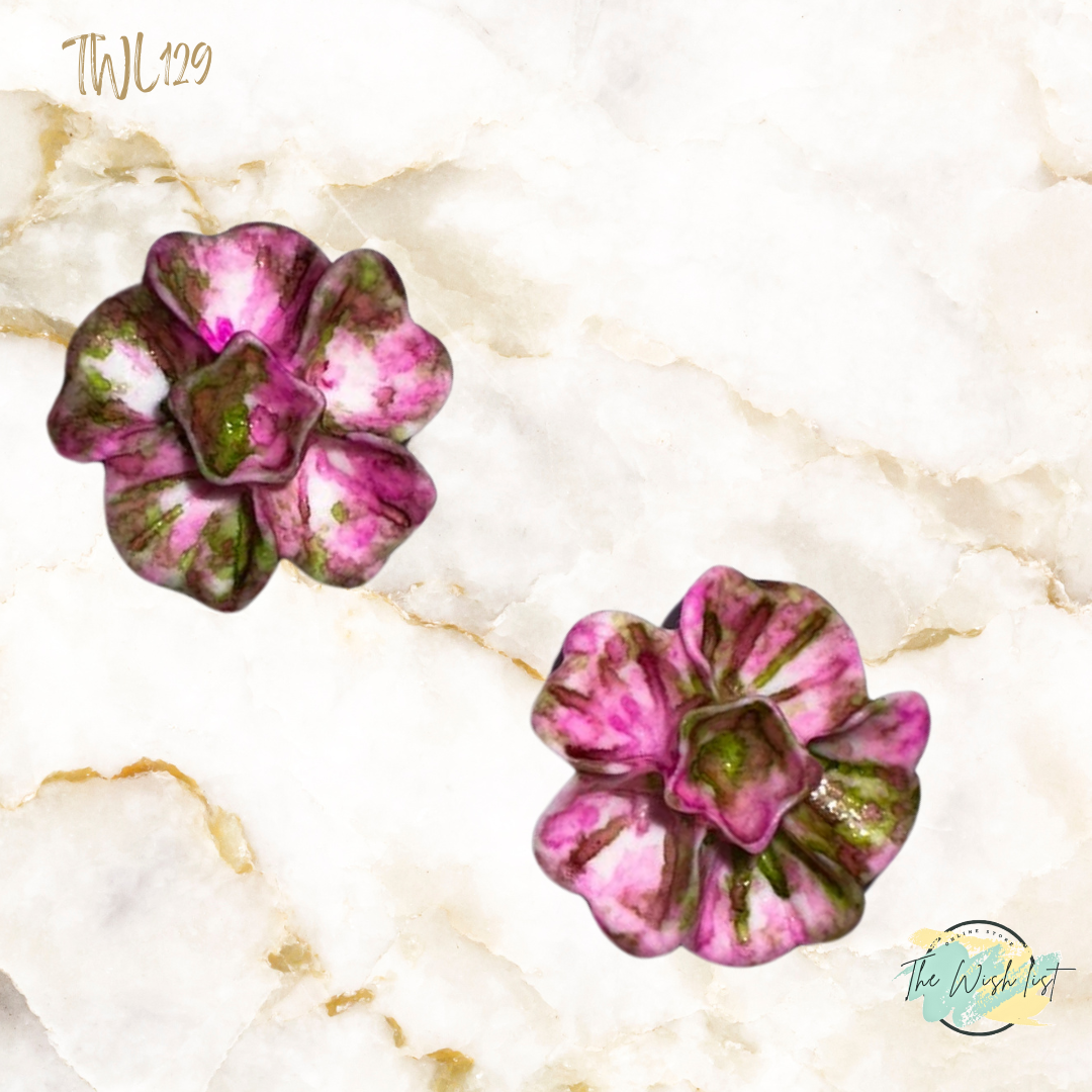 Women's Fashionable, Random Flower Shaped Polyresin - Effect Earrings