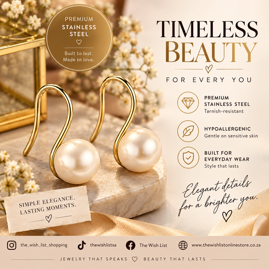 Classic Pearl Drop Earrings – Premium Stainless Steel