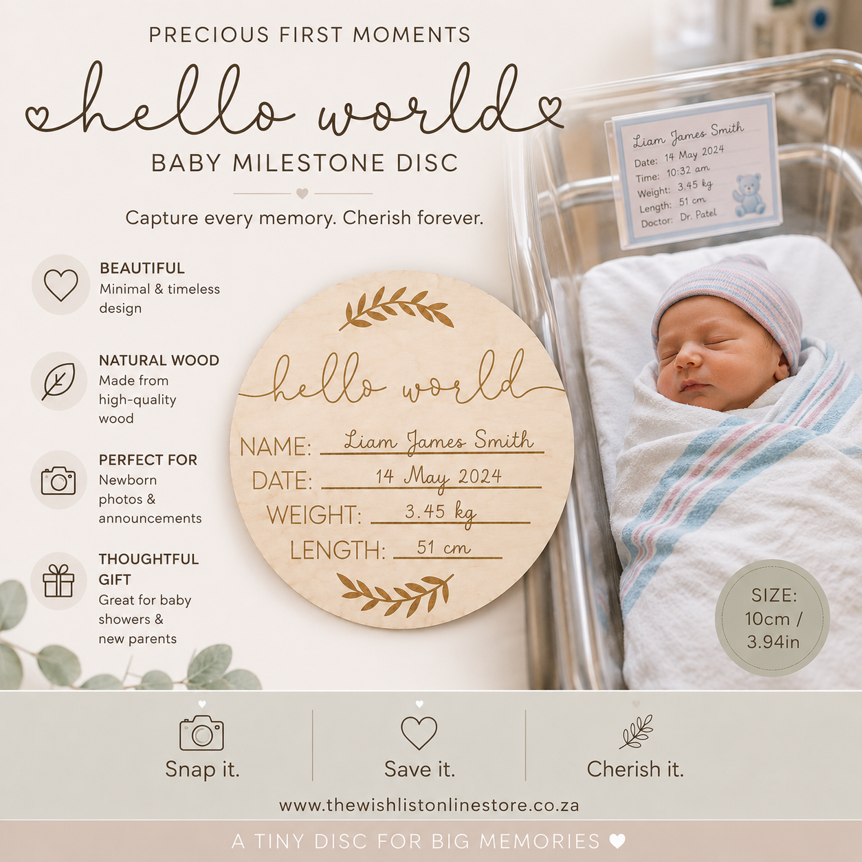 Leaf Style Wooden Baby Commemorative Plaque For Girls/Boys