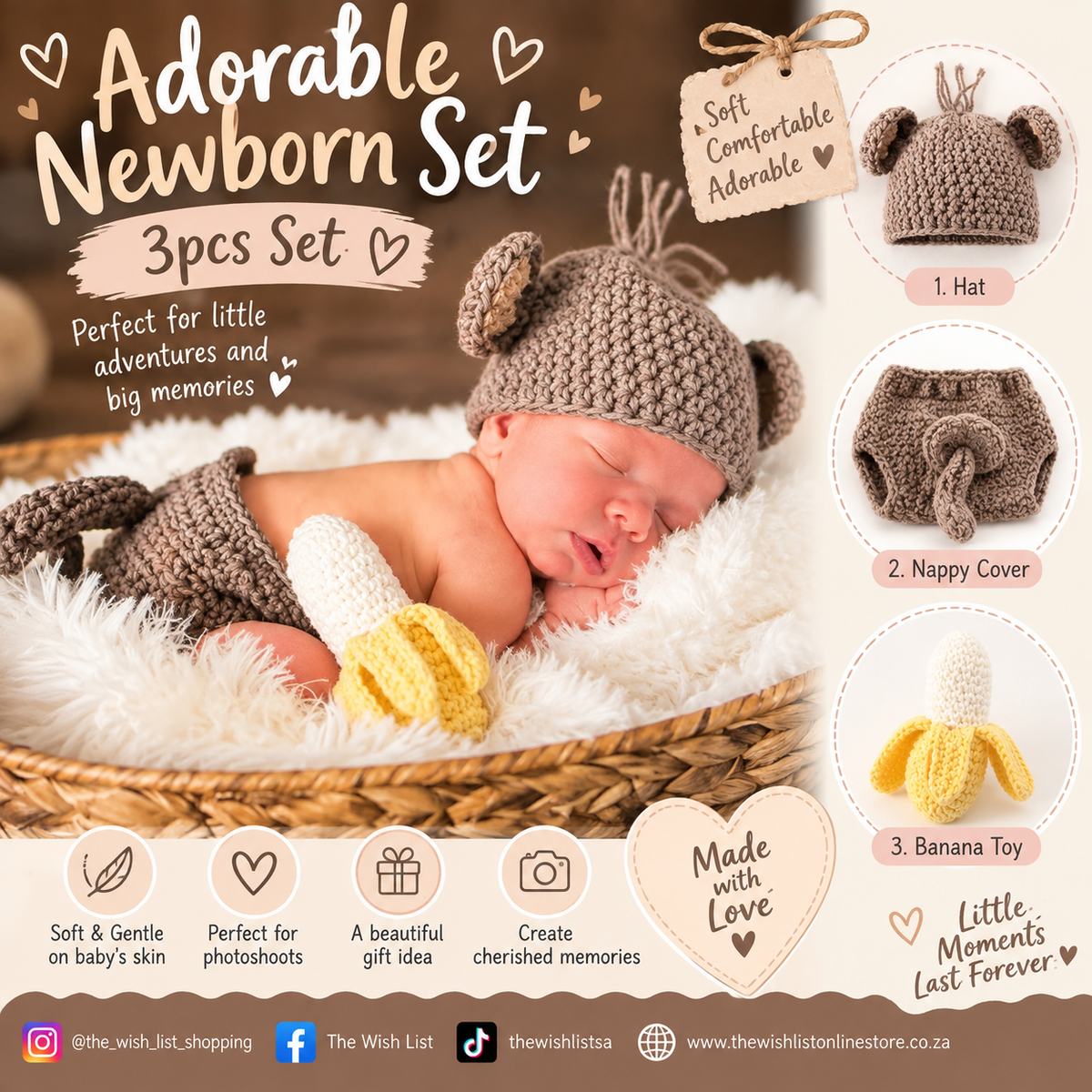 Newborn Little monkey Set- 3Pcs