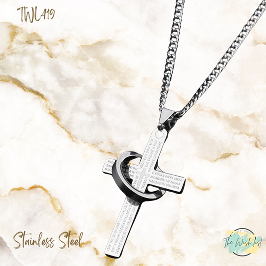 Men's Stainless Steel with wording and Crown