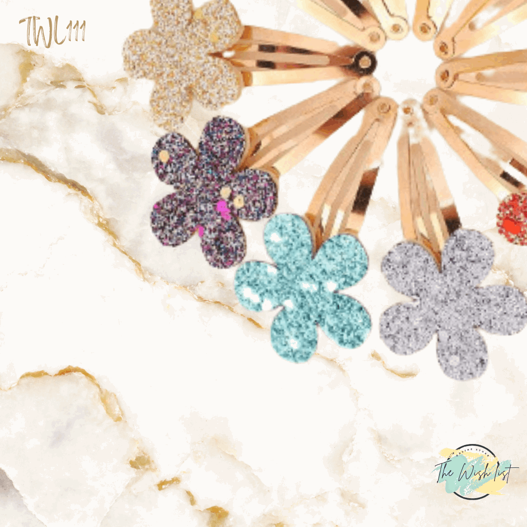 2 Pce Gradient Glitter Hair Clips, Simple And Sweet Style
