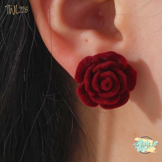 Red Velvet Floral design stud earrings