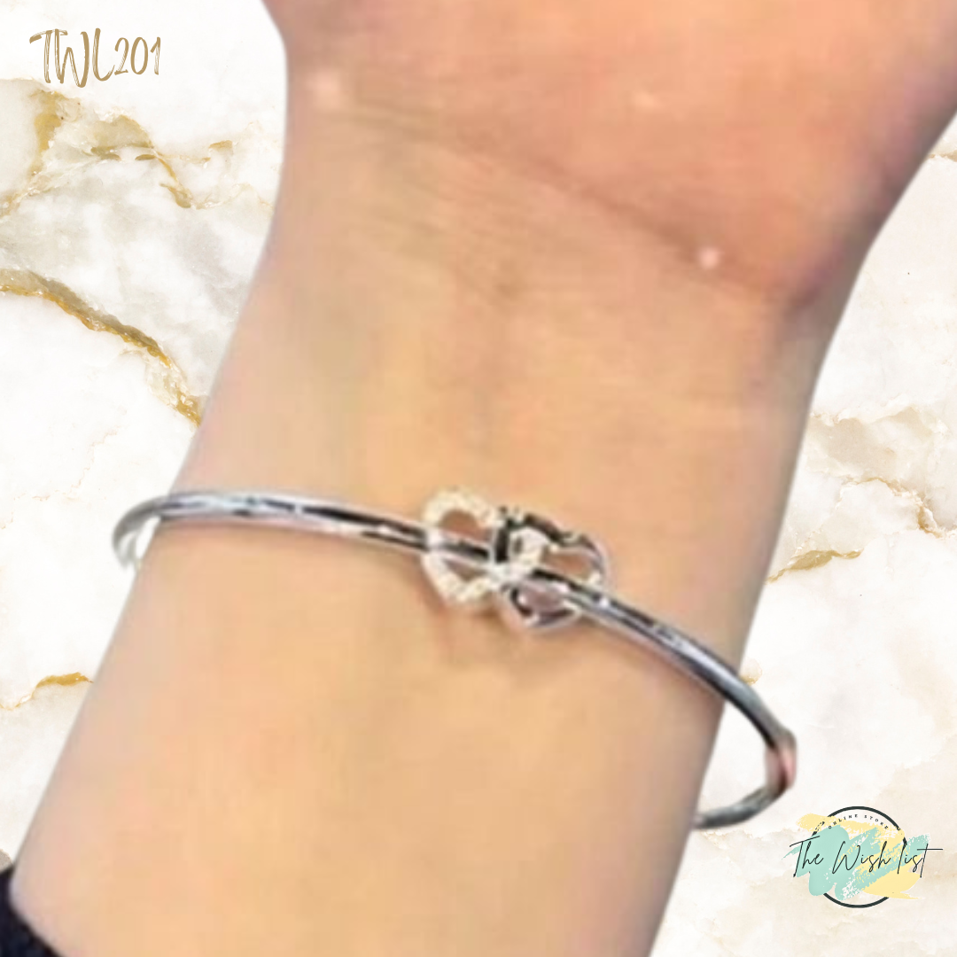 Interlocking Heart design Bracelet/ Adjustable Heart Chain Bracelet