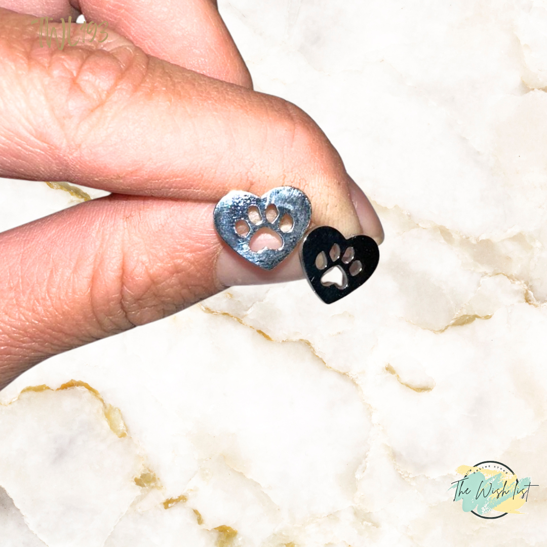 Heart hollow dog paw earrings - Stainless steel earrings