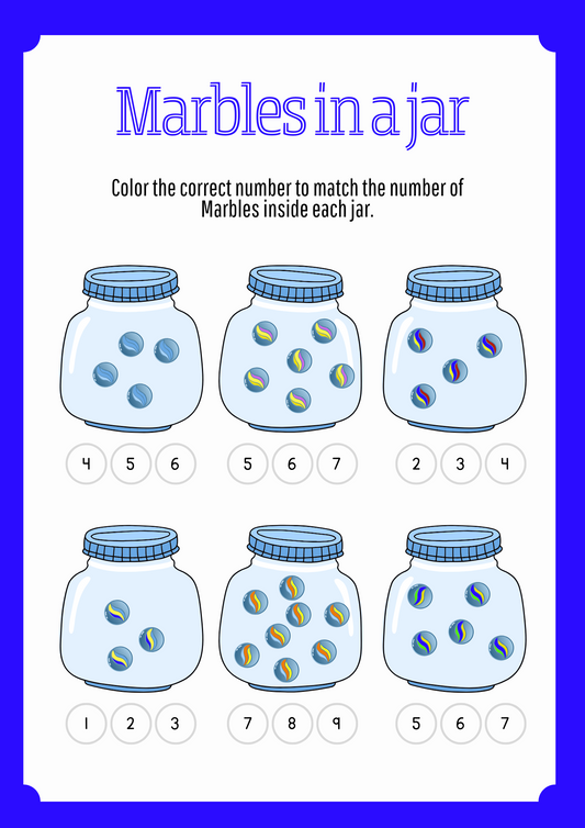Marbles in a Jar Counting Worksheet Available in English and Afrikaans