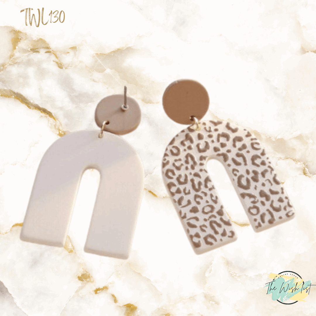 Leopard Pattern U shape drop earrings