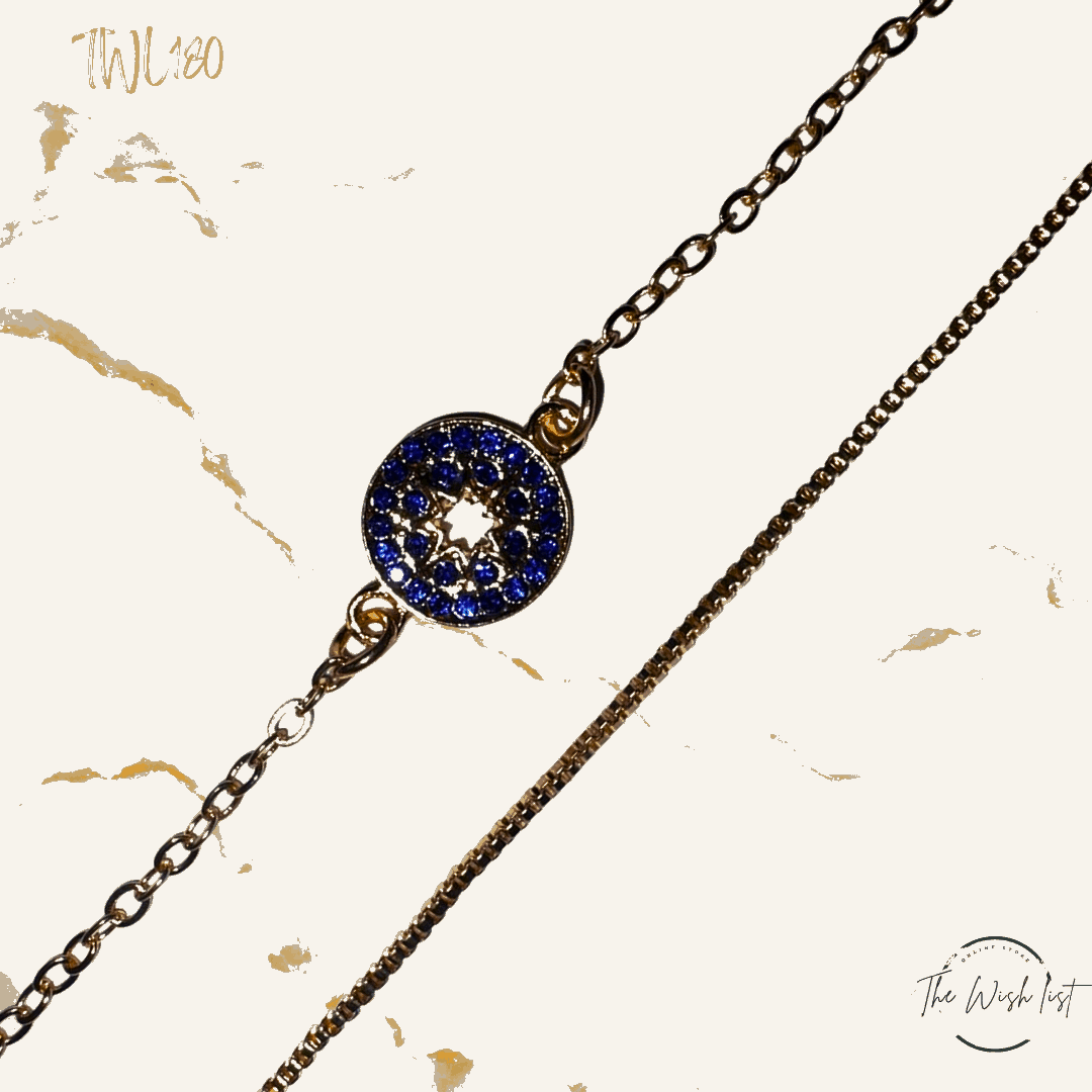 2Pce Round Blue star detailed bracelet set