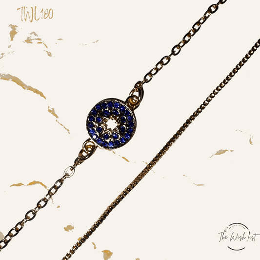 2Pce Round Blue star detailed bracelet set