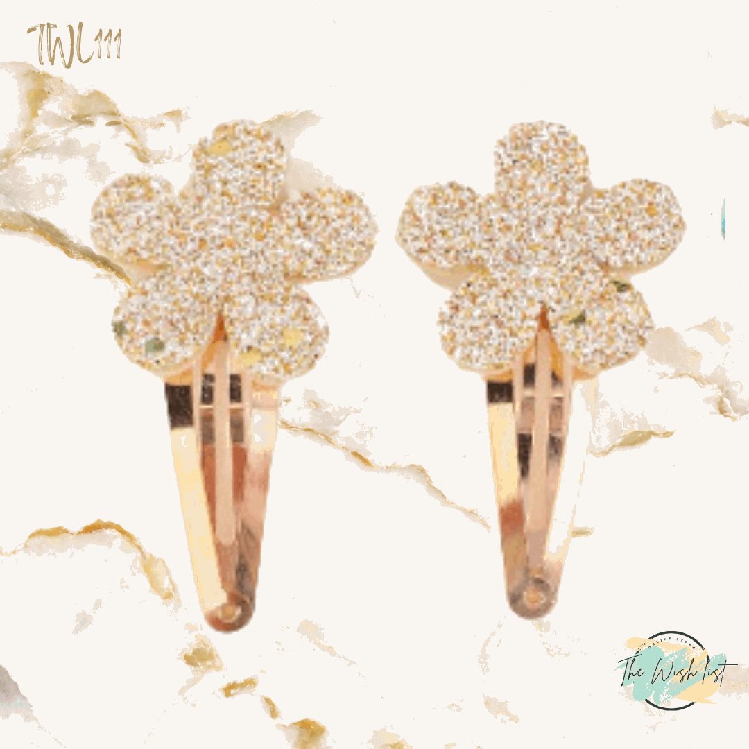 2 Pce Gradient Glitter Hair Clips, Simple And Sweet Style