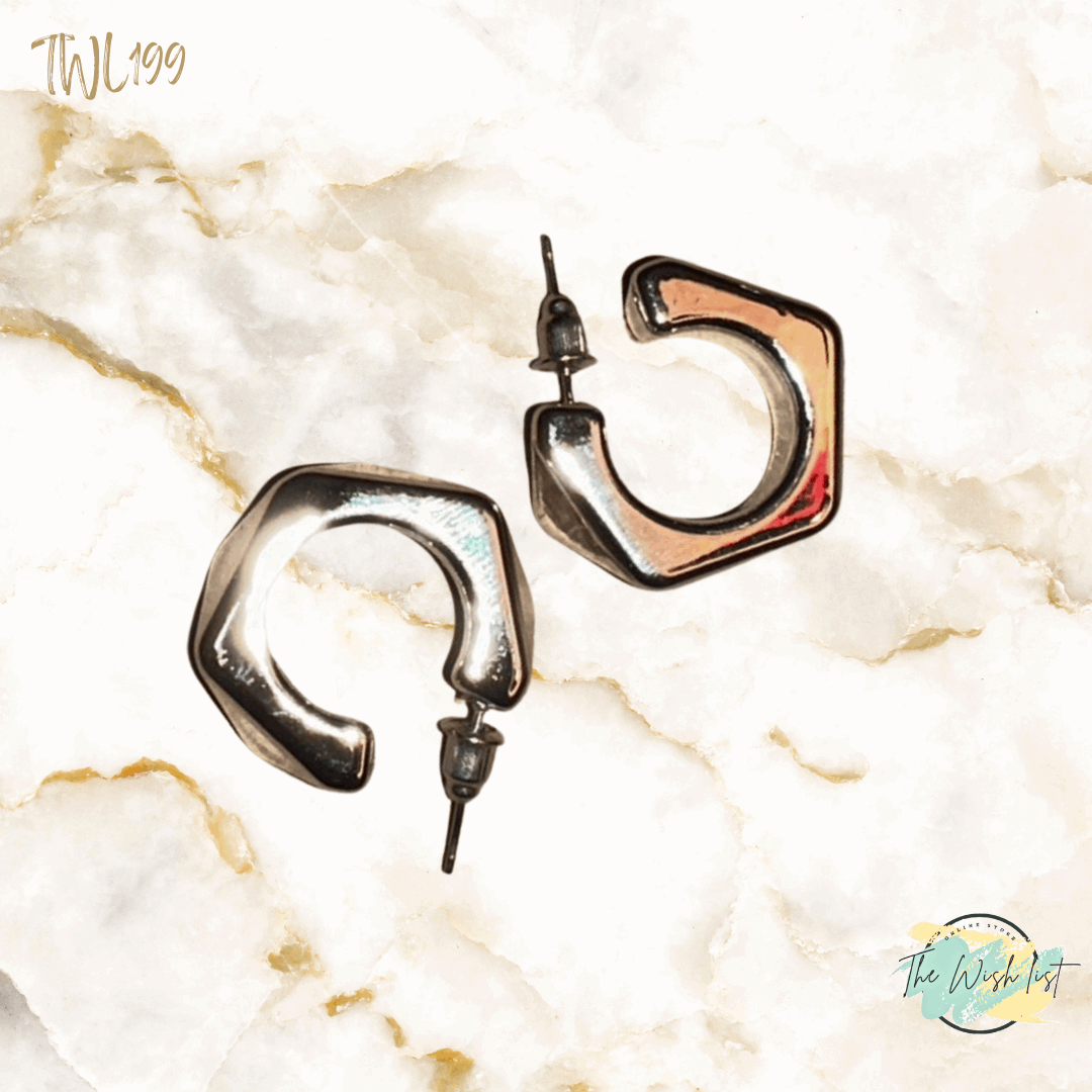 Unique shaped geometric earrings - Black Silver Gold