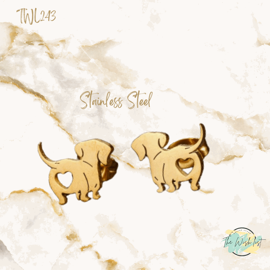 Dachshund dog stud earrings / Stainless steel