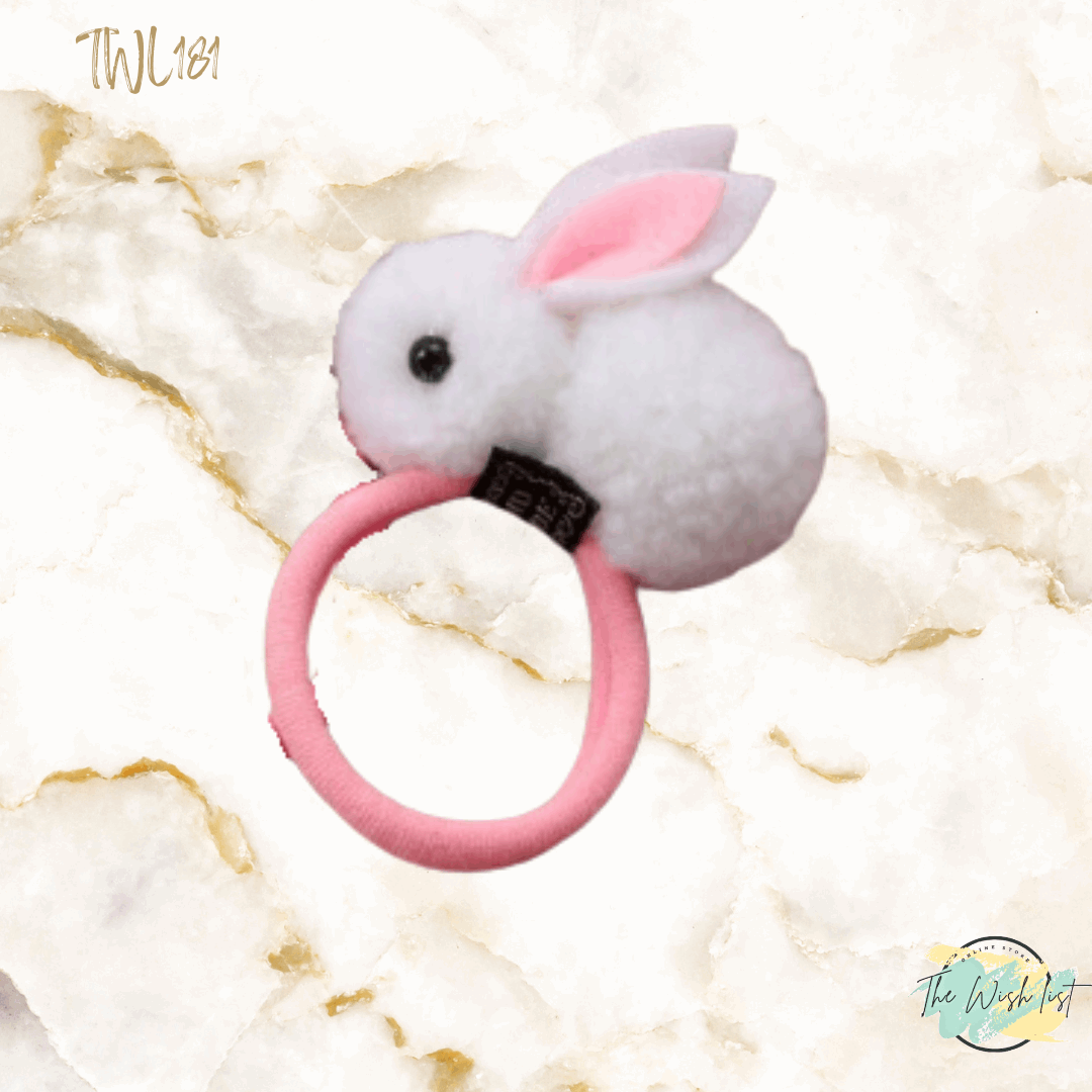 Hand made Rabbit hair tie with cotton hair band for girls