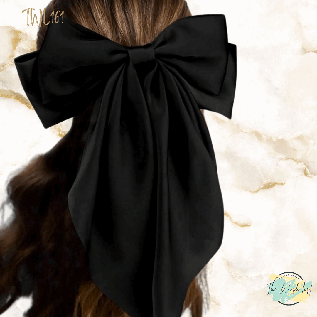 Hair Bow wit Clip- Large, Black, Red Pink, White , Toffee