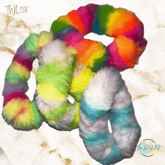 Neon Bright Block Colored Fluffy Scrunchies