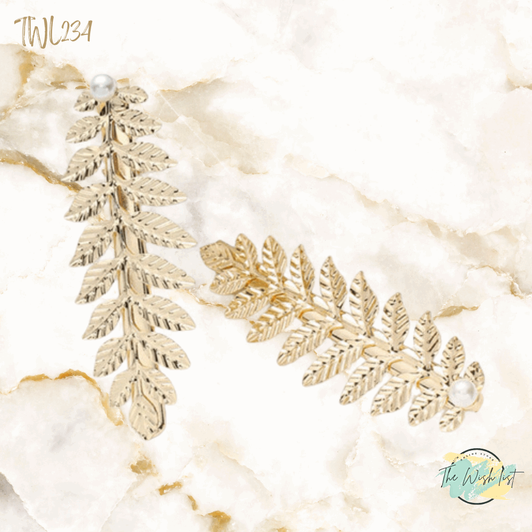Metallic Leaf Hair Clips- 1PCE